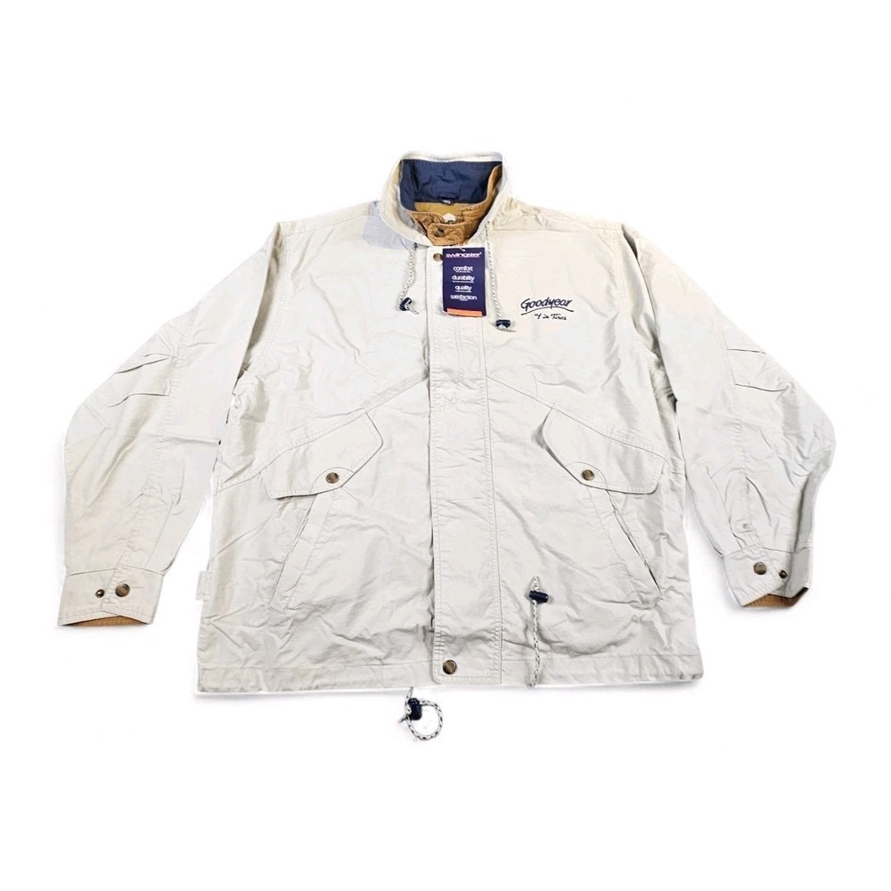 Vintage Goodyear Tires Jacket Mens XL Swingster Beige Cotton Field Coat